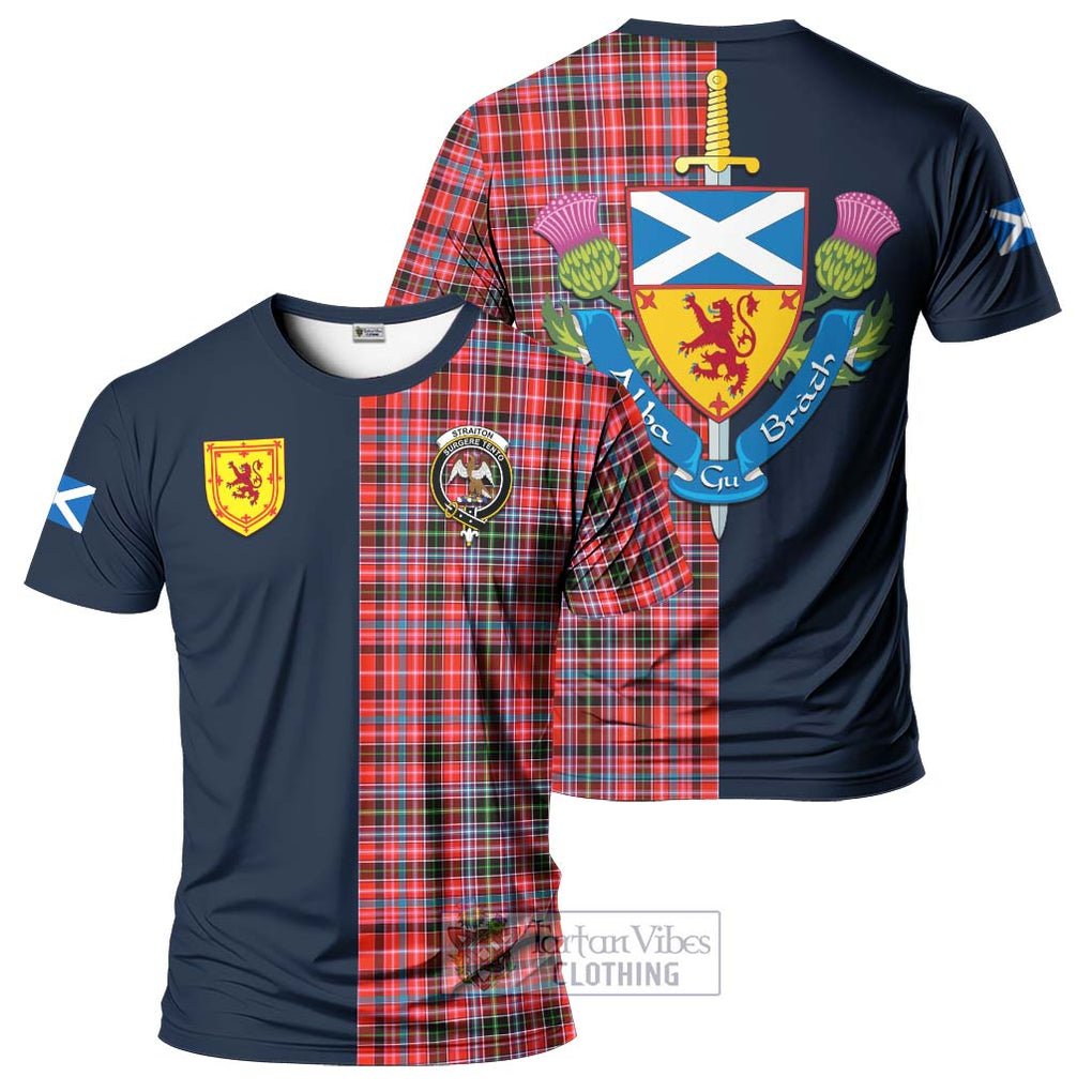 Tartan Vibes Clothing Straiton Tartan T-Shirt Alba with Scottish Lion Royal Arm Half Style