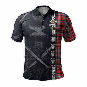 Straiton Tartan Polo Shirt with Family Crest Cross Sword Thistle Celtic Vibes