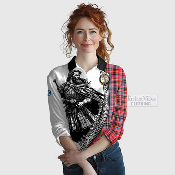 Straiton Tartan Clan Crest Women's Casual Shirt with Highlander Warrior Celtic Style