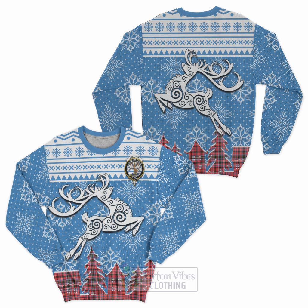 Tartan Vibes Clothing Straiton Clan Christmas Sweatshirt Celtic Reindeer Style