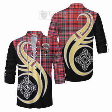 Straiton Tartan Ghillie Kilt Shirt with Family Crest and Celtic Symbol Style