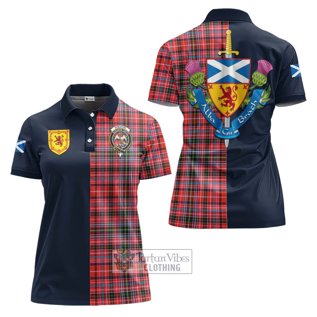 Tartan Vibes Clothing Straiton Tartan Women's Polo Shirt with Scottish Lion Royal Arm Half Style