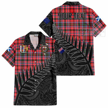 Straiton Crest Tartan Short Sleeve Button Shirt with New Zealand Silver Fern Half Style