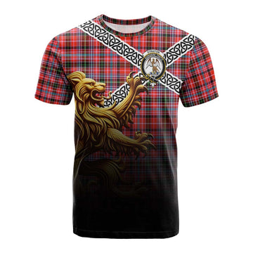 Straiton Crest Tartan Cotton T-shirt with Golden Lion Emblem Celtic Style Kid's Shirt - Tartan Vibes Clothing