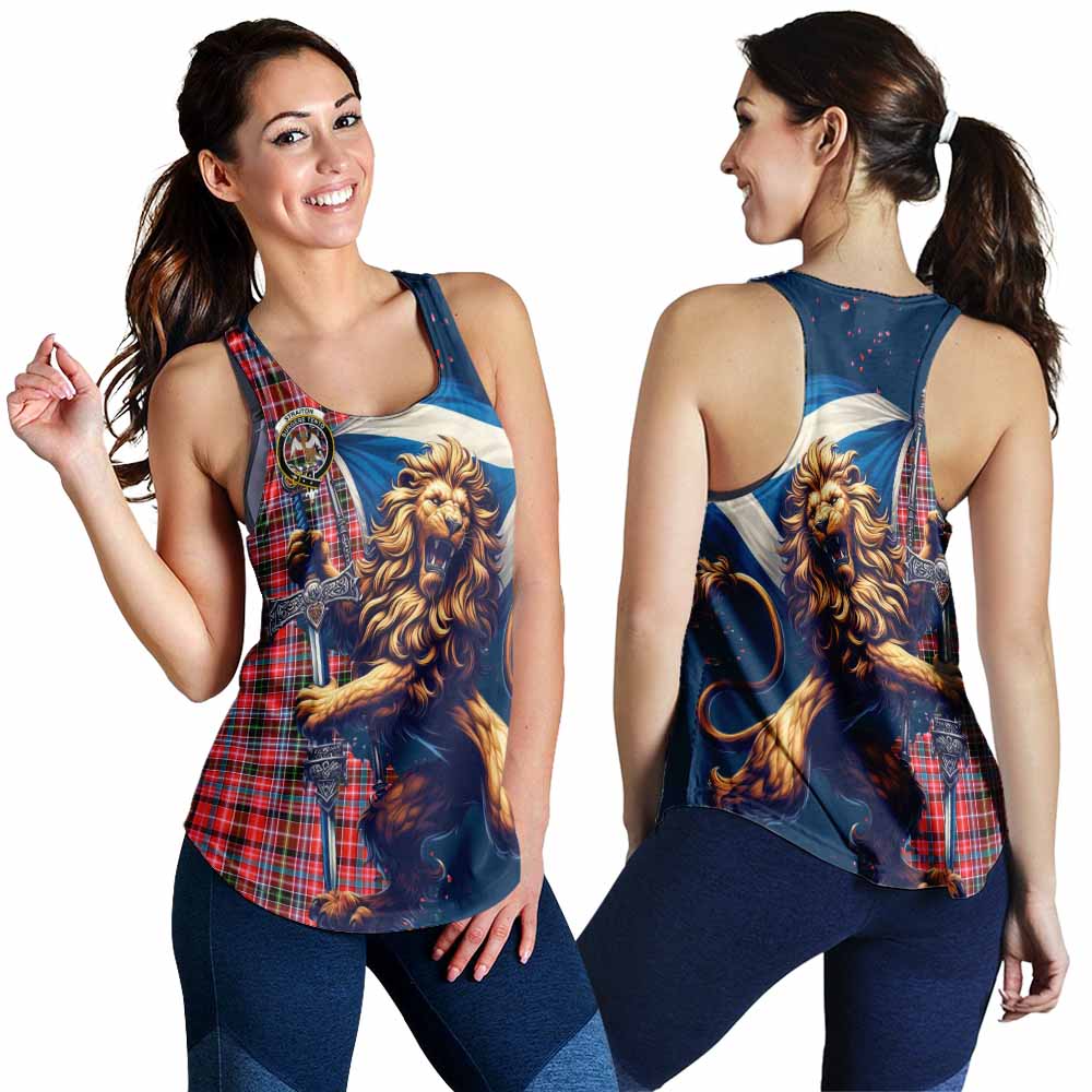 Tartan Vibes Clothing Straiton Tartan Family Crest Women's Racerback Tanks with Scottish Majestic Lion