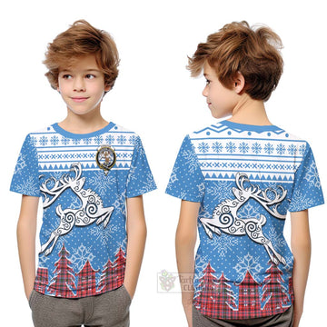 Straiton Clan Christmas Kid T-Shirt Celtic Reindeer Style