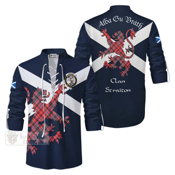 Straiton Tartan Lion Rampant Ghillie Kilt Shirt Proudly Display Your Heritage with Alba Gu Brath and Clan Name