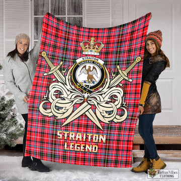 Straiton Tartan Blanket with Clan Crest and the Golden Sword of Courageous Legacy