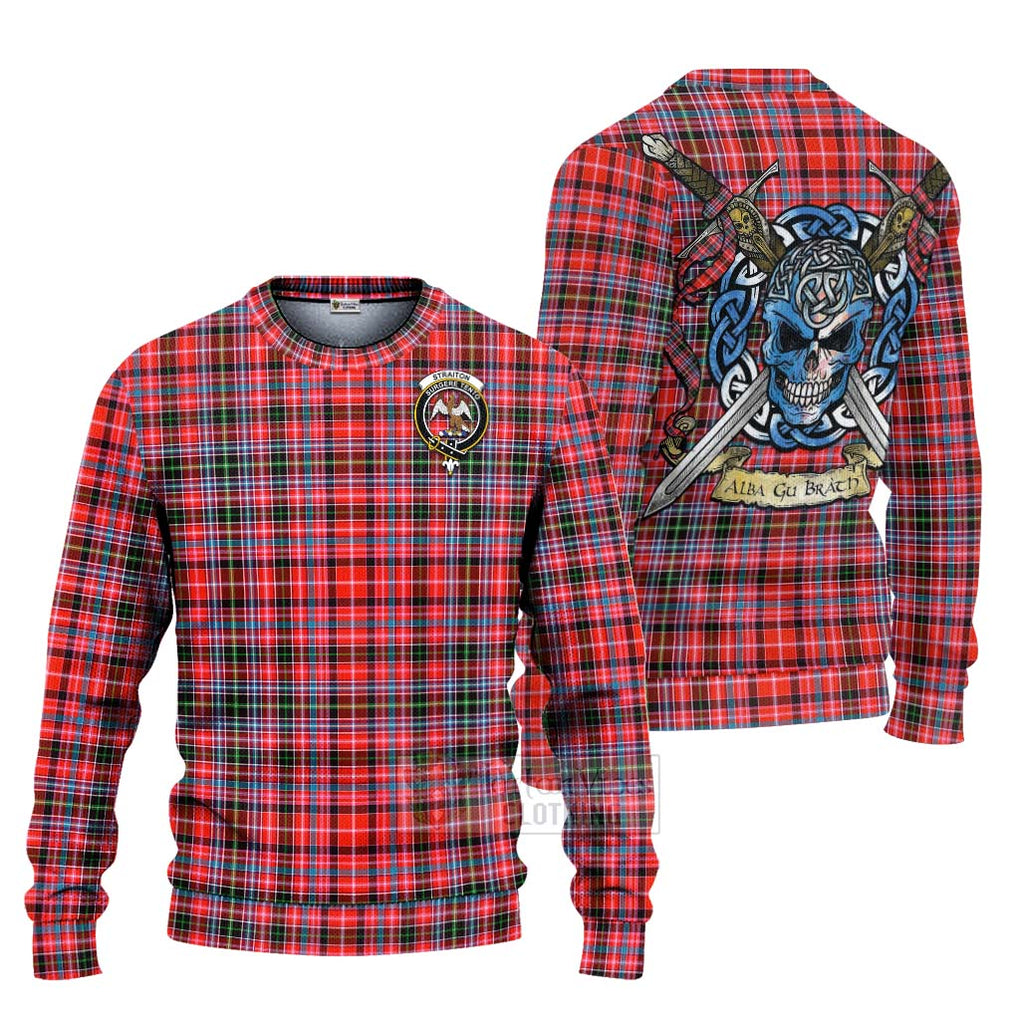 Straiton Tartan Ugly Sweater with Family Crest Celtic Skull Style Unisex - Tartan Vibes Clothing