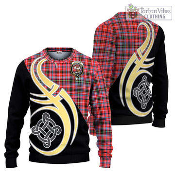 Straiton Tartan Ugly Sweater with Family Crest and Celtic Symbol Style