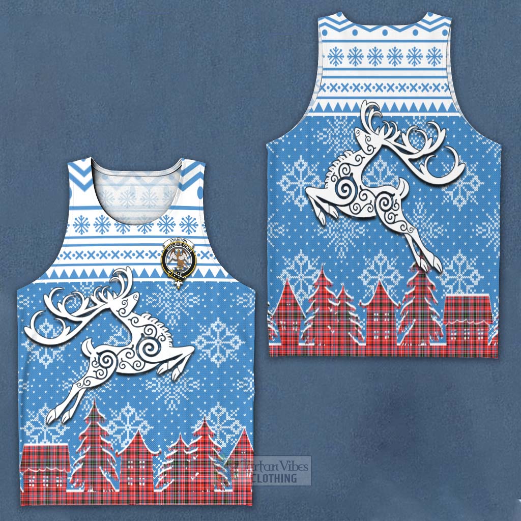 Straiton Clan Christmas Men's Tank Top Celtic Reindeer Style Men - Tartan Vibes Clothing