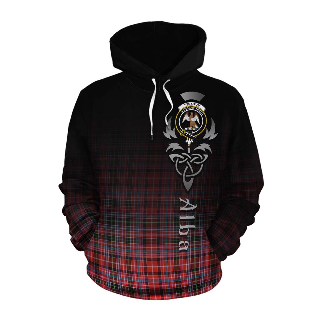 Tartan Vibes Clothing Straiton Tartan Cotton Hoodie Featuring Alba Gu Brath Family Crest Celtic Inspired