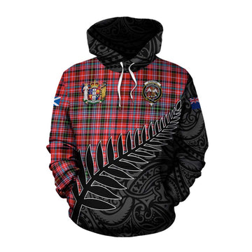 Straiton Crest Tartan Cotton Hoodie with New Zealand Silver Fern Half Style