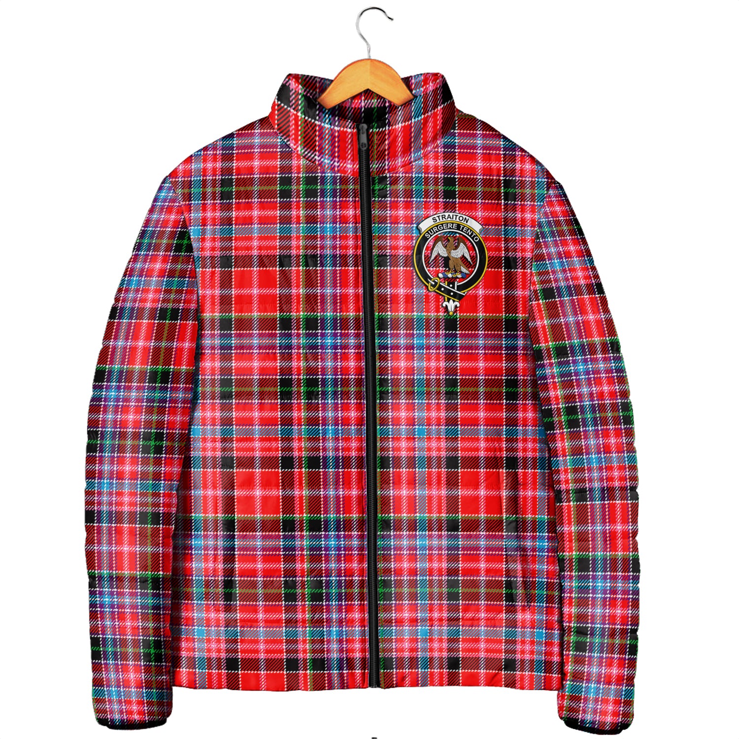 Straiton Tartan Padded Jacket with Family Crest Men's Padded Jacket - Tartan Vibes Clothing