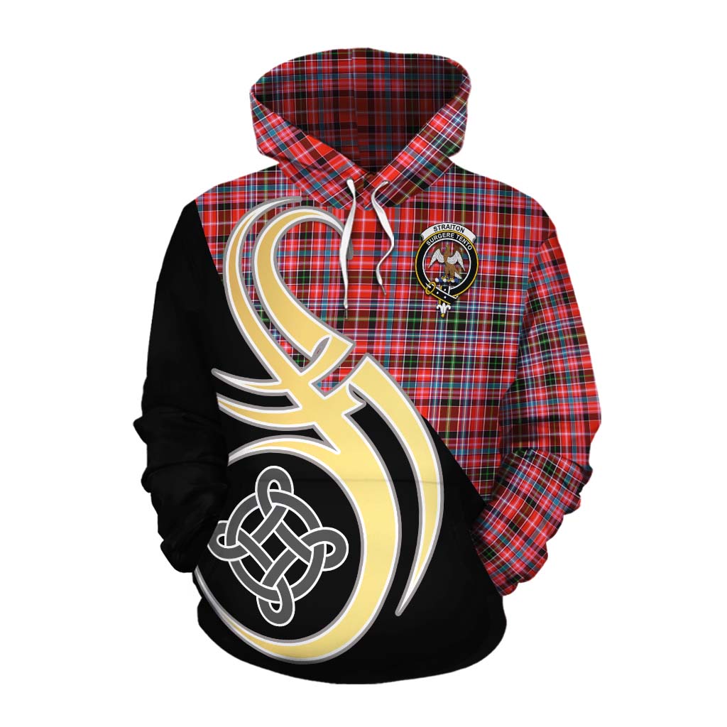 Tartan Vibes Clothing Straiton Tartan Cotton Hoodie with Family Crest and Celtic Symbol Style