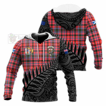 Straiton Crest Tartan Knitted Hoodie with New Zealand Silver Fern Half Style