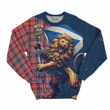 Straiton Tartan Family Crest Sweatshirt with Scottish Majestic Lion