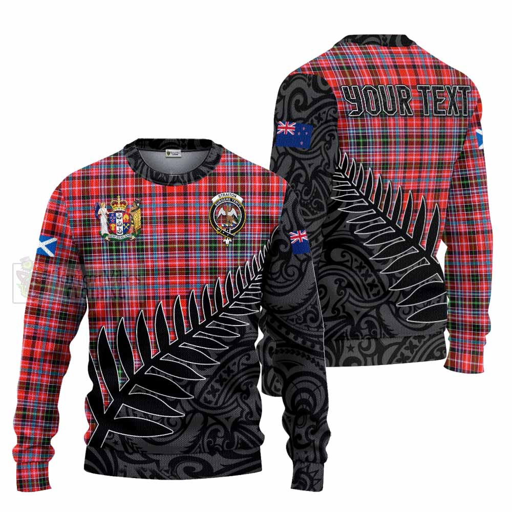 Tartan Vibes Clothing Straiton Crest Tartan Knitted Sweater with New Zealand Silver Fern Half Style