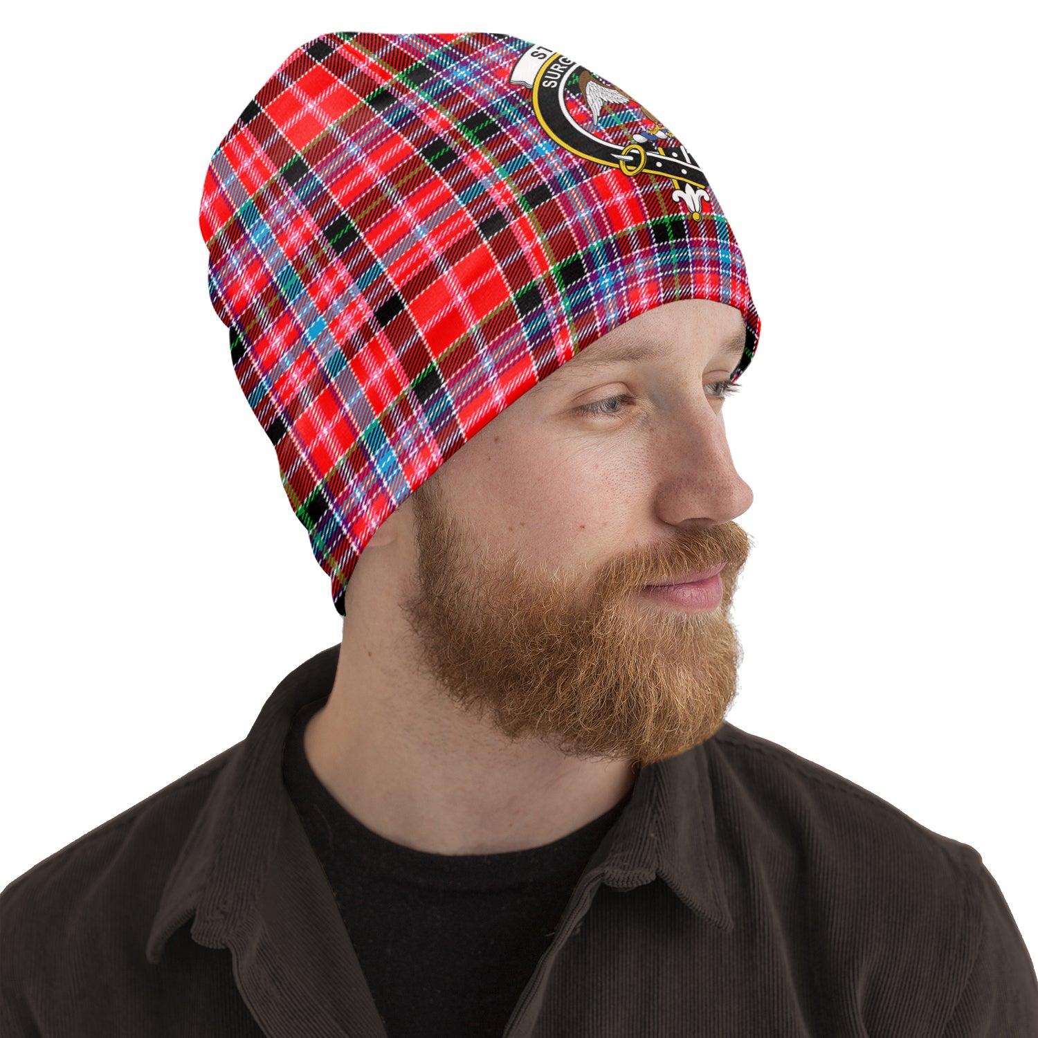 Straiton Tartan Beanies Hat with Family Crest One Size 10.5*10.2 inches - Tartan Vibes Clothing