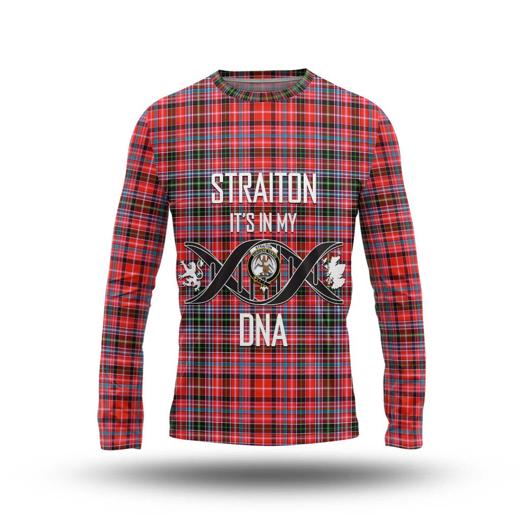 Straiton Tartan Long Sleeve T-Shirt with Family Crest DNA In Me Style Unisex - Tartanvibesclothing Shop