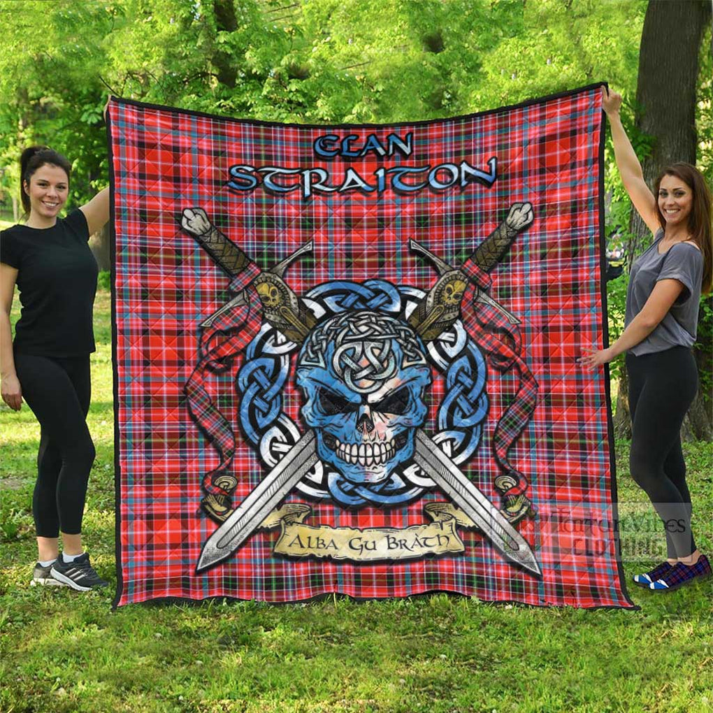 Tartan Vibes Clothing Straiton Tartan Quilt with Celtic Skull Alba Gu Brath Style