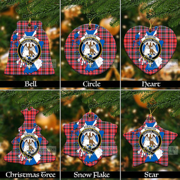 Straiton Tartan Christmas Ornament with Family Crest and Scotland Map