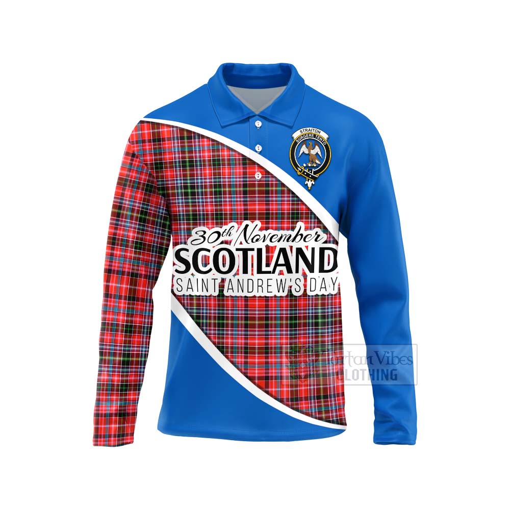 Tartan Vibes Clothing Straiton Family Crest Tartan Long Sleeve Polo Shirt Celebrate Saint Andrew's Day in Style