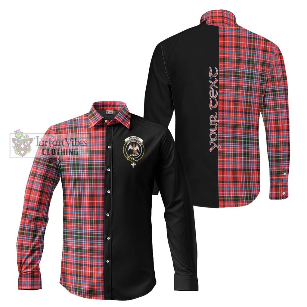 Straiton Tartan Long Sleeve Button Shirt with Family Crest and Half Of Me Style Men's Shirt S - Tartanvibesclothing Shop