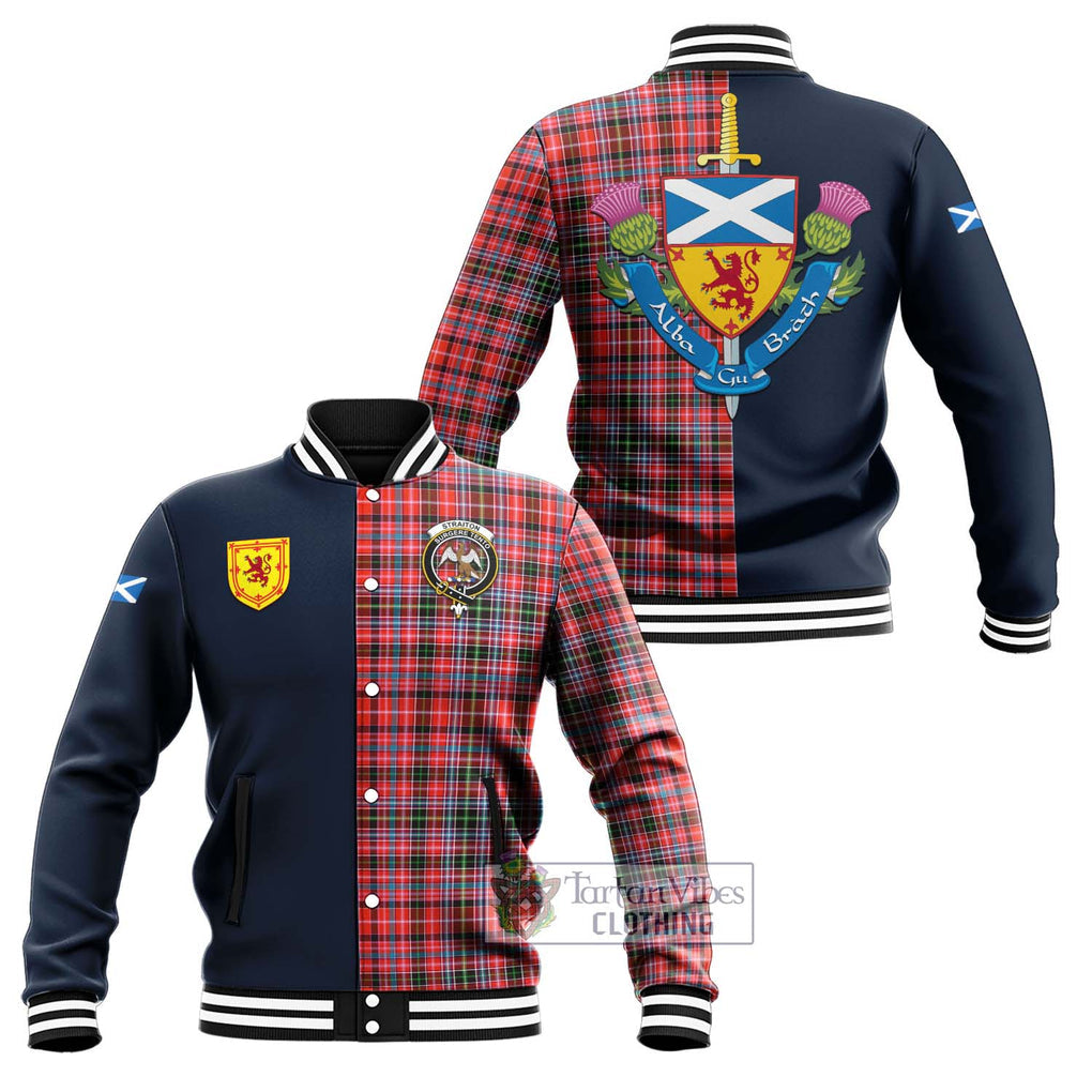 Straiton Tartan Baseball Jacket Alba with Scottish Lion Royal Arm Half Style Unisex - Tartan Vibes Clothing