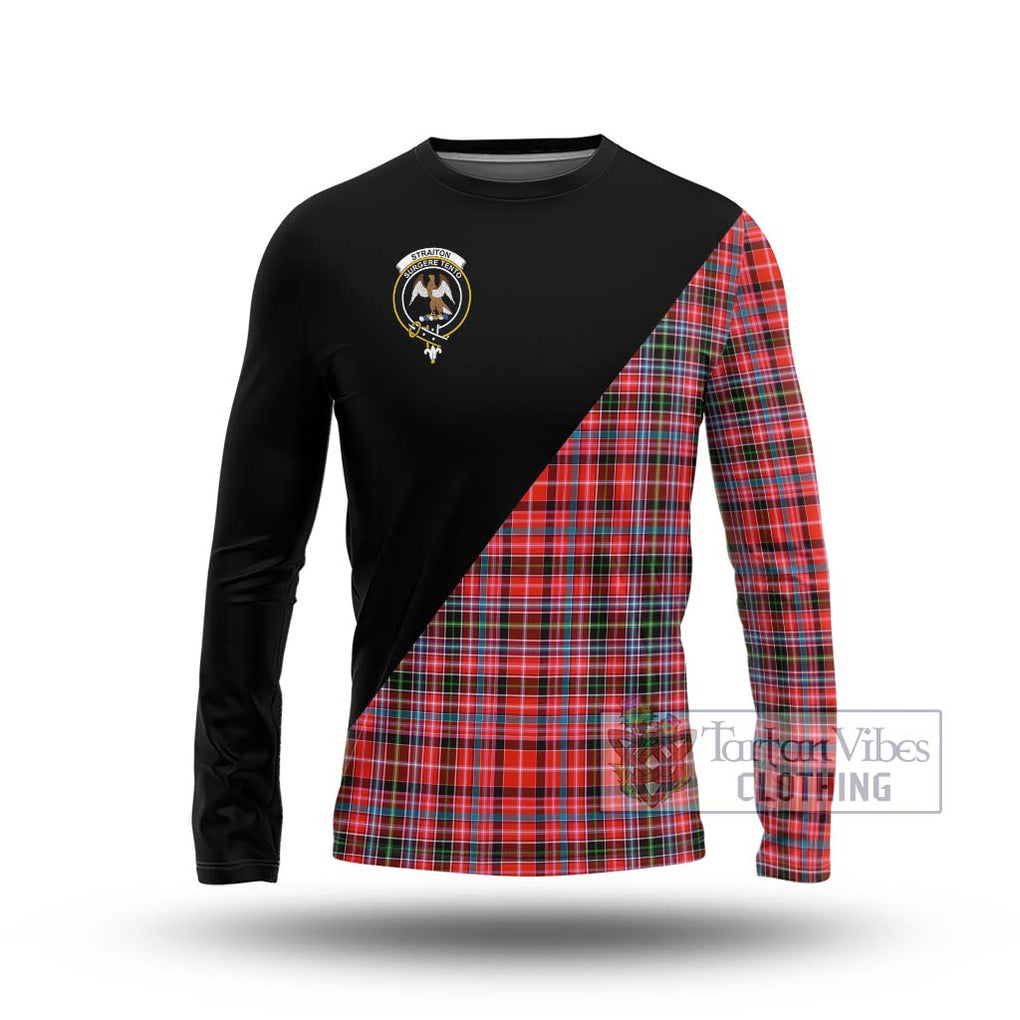 Straiton Tartan Long Sleeve T-Shirt with Family Crest and Military Logo Style Unisex - Tartanvibesclothing Shop