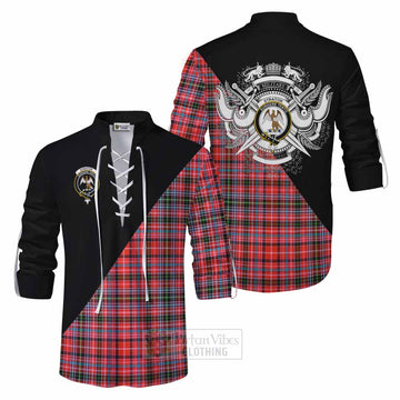 Straiton Tartan Ghillie Kilt Shirt with Family Crest and Military Logo Style