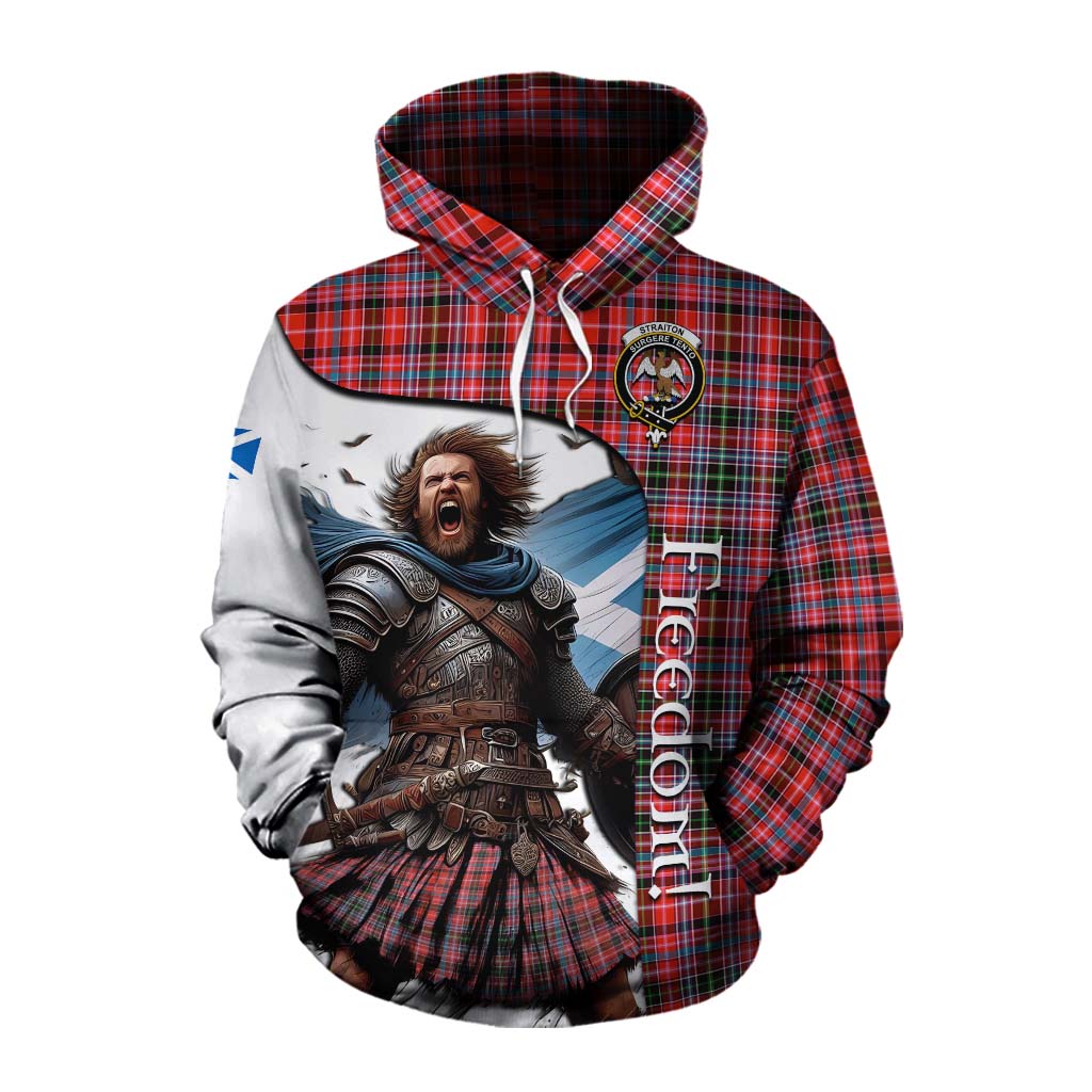 Tartan Vibes Clothing Straiton Crest Tartan Cotton Hoodie Inspired by the Freedom of Scottish Warrior