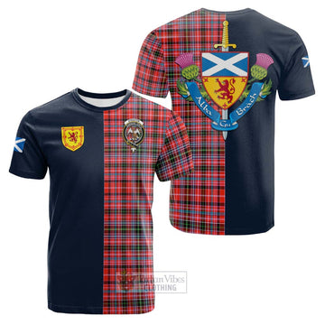 Straiton Tartan Cotton T-shirt Alba with Scottish Lion Royal Arm Half Style