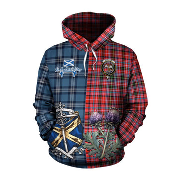 Straiton Tartan Cotton Hoodie Happy St. Andrew's Day Half Tartan Style