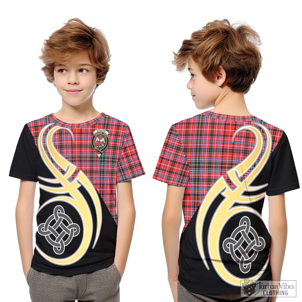 Straiton Tartan Kid T-Shirt with Family Crest and Celtic Symbol Style Youth XL Size14 - Tartan Vibes Clothing