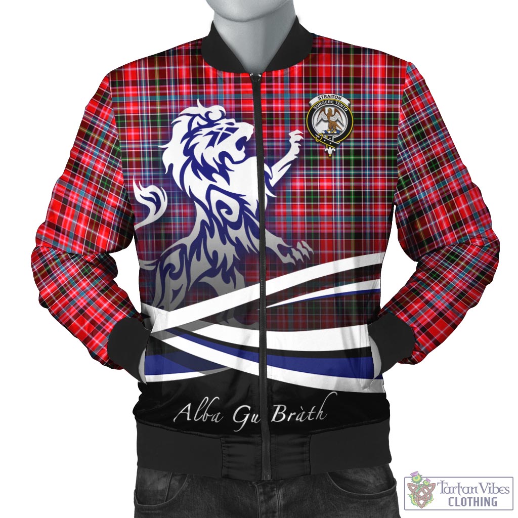 Tartan Vibes Clothing Straiton Tartan Bomber Jacket with Alba Gu Brath Regal Lion Emblem