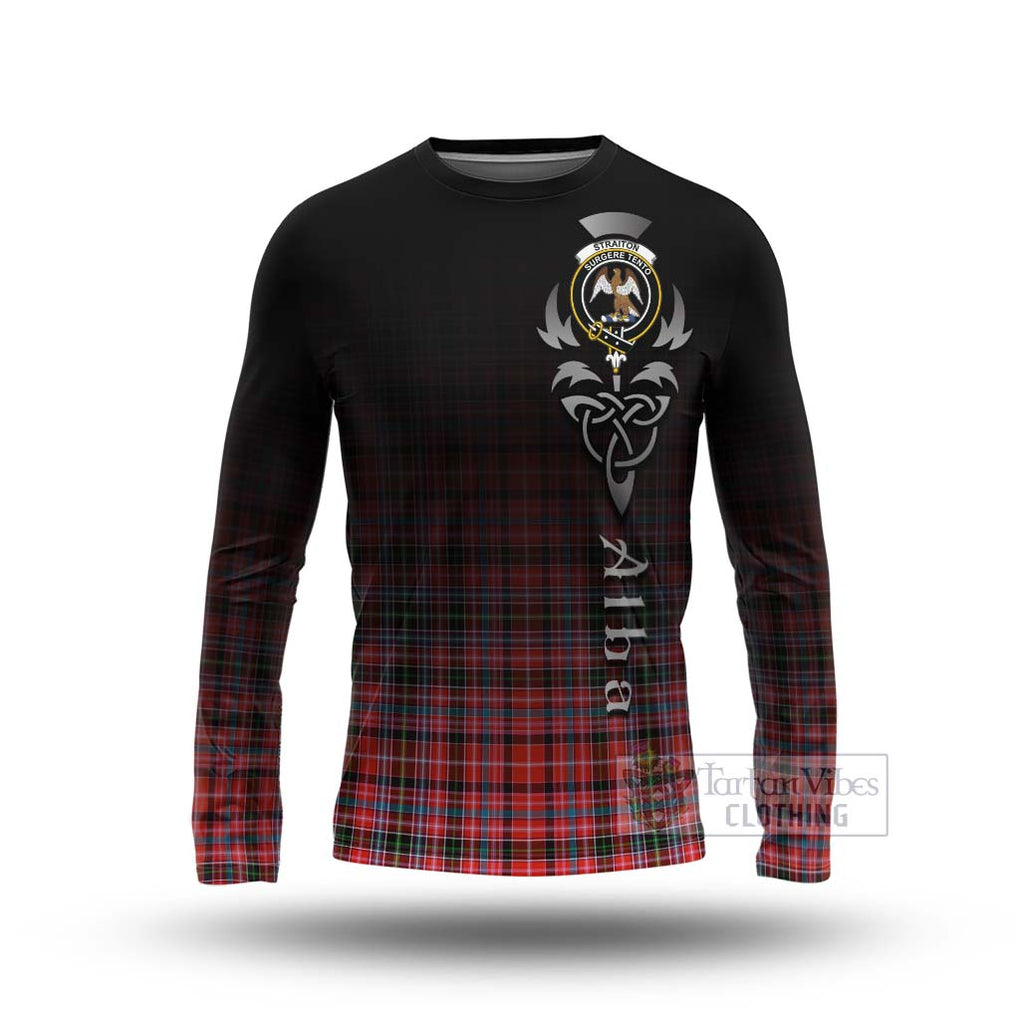 Tartan Vibes Clothing Straiton Tartan Long Sleeve T-Shirt Featuring Alba Gu Brath Family Crest Celtic Inspired