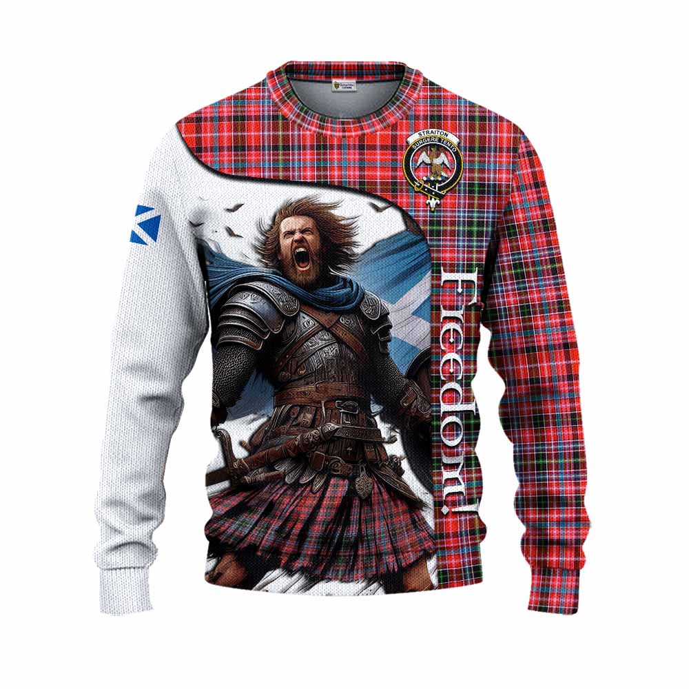 Tartan Vibes Clothing Straiton Crest Tartan Knitted Sweater Inspired by the Freedom of Scottish Warrior