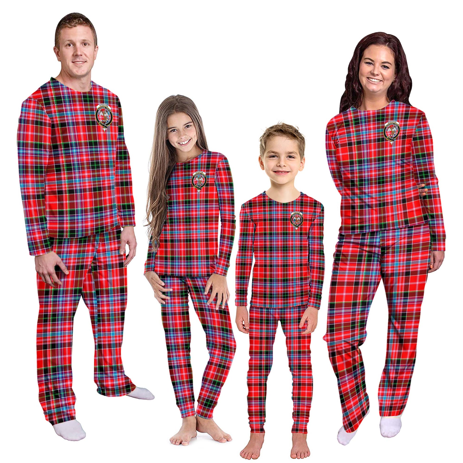 Straiton Tartan Pajamas Family Set with Family Crest - Tartanvibesclothing