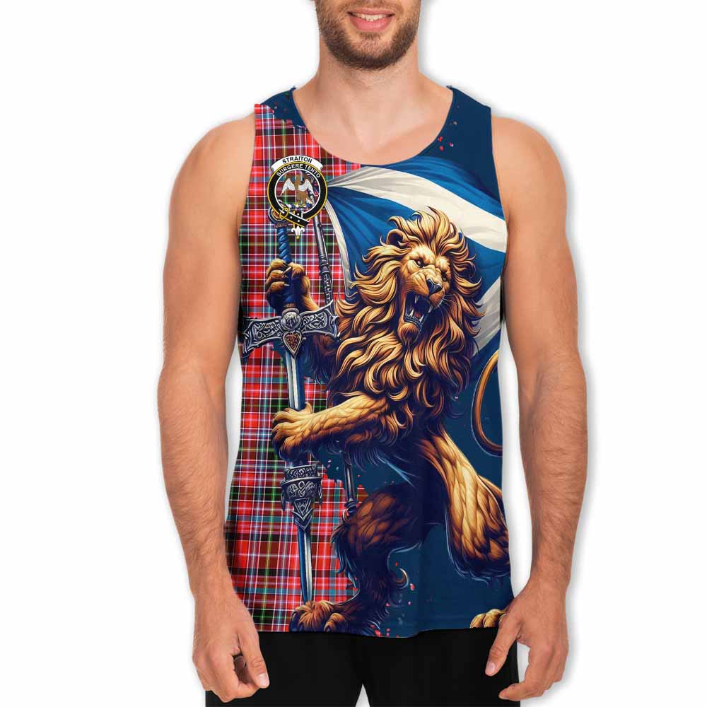 Tartan Vibes Clothing Straiton Tartan Family Crest Men's Tank Top with Scottish Majestic Lion