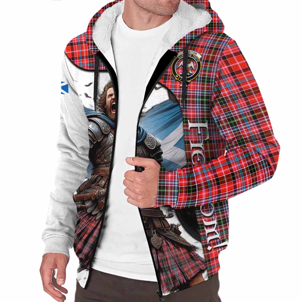 Tartan Vibes Clothing Straiton Crest Tartan Sherpa Hoodie Inspired by the Freedom of Scottish Warrior