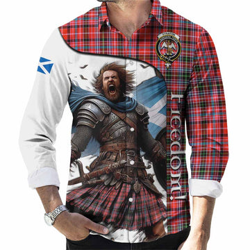 Straiton Crest Tartan Long Sleeve Button Shirt Inspired by the Freedom of Scottish Warrior