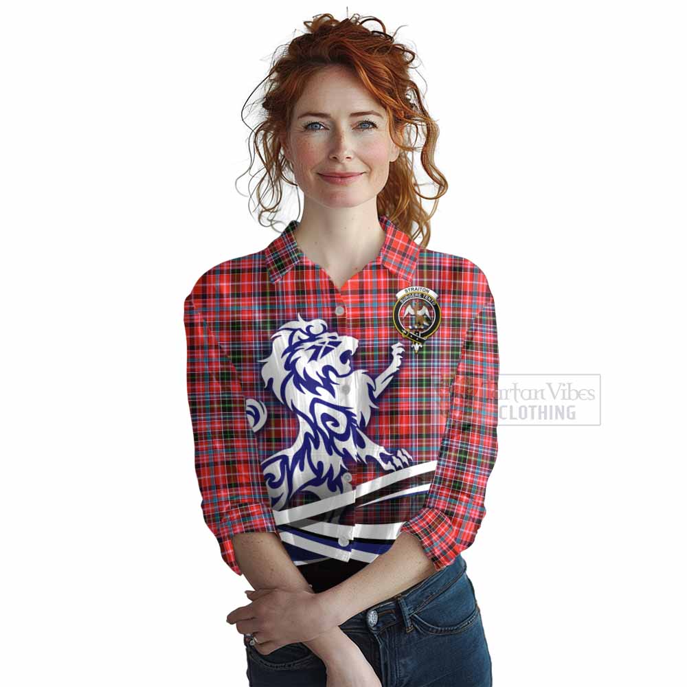 Tartan Vibes Clothing Straiton Tartan Women's Casual Shirt with Alba Gu Brath Regal Lion Emblem