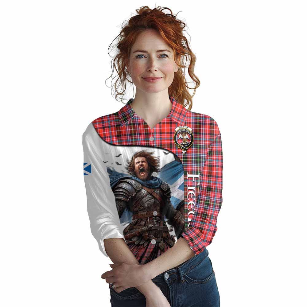 Tartan Vibes Clothing Straiton Crest Tartan Women's Casual Shirt Inspired by the Freedom of Scottish Warrior