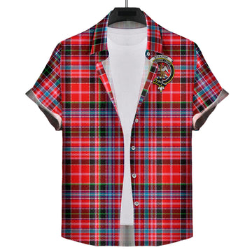 Straiton Tartan Short Sleeve Button Down Shirt with Family Crest