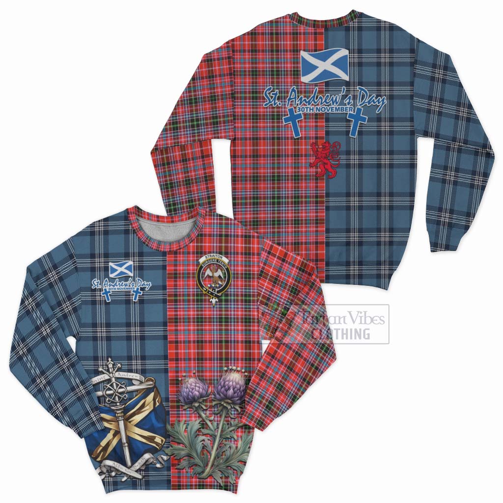 Tartan Vibes Clothing Straiton Tartan Sweatshirt Happy St. Andrew's Day Half Tartan Style