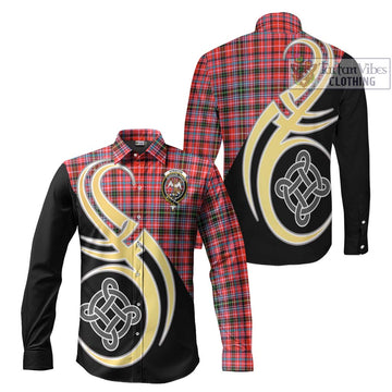 Straiton Tartan Long Sleeve Button Shirt with Family Crest and Celtic Symbol Style