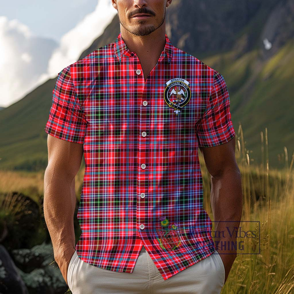 Straiton Tartan Cotton Hawaiian Shirt with Family Crest Adult - Tartan Vibes Clothing