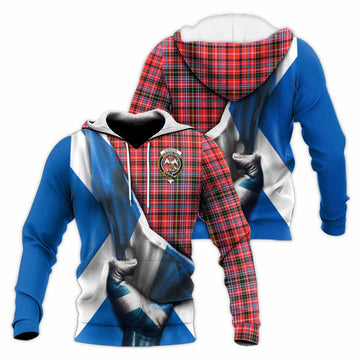 Straiton Tartan Knitted Hoodie with Family Crest Scotland Patriotic Style