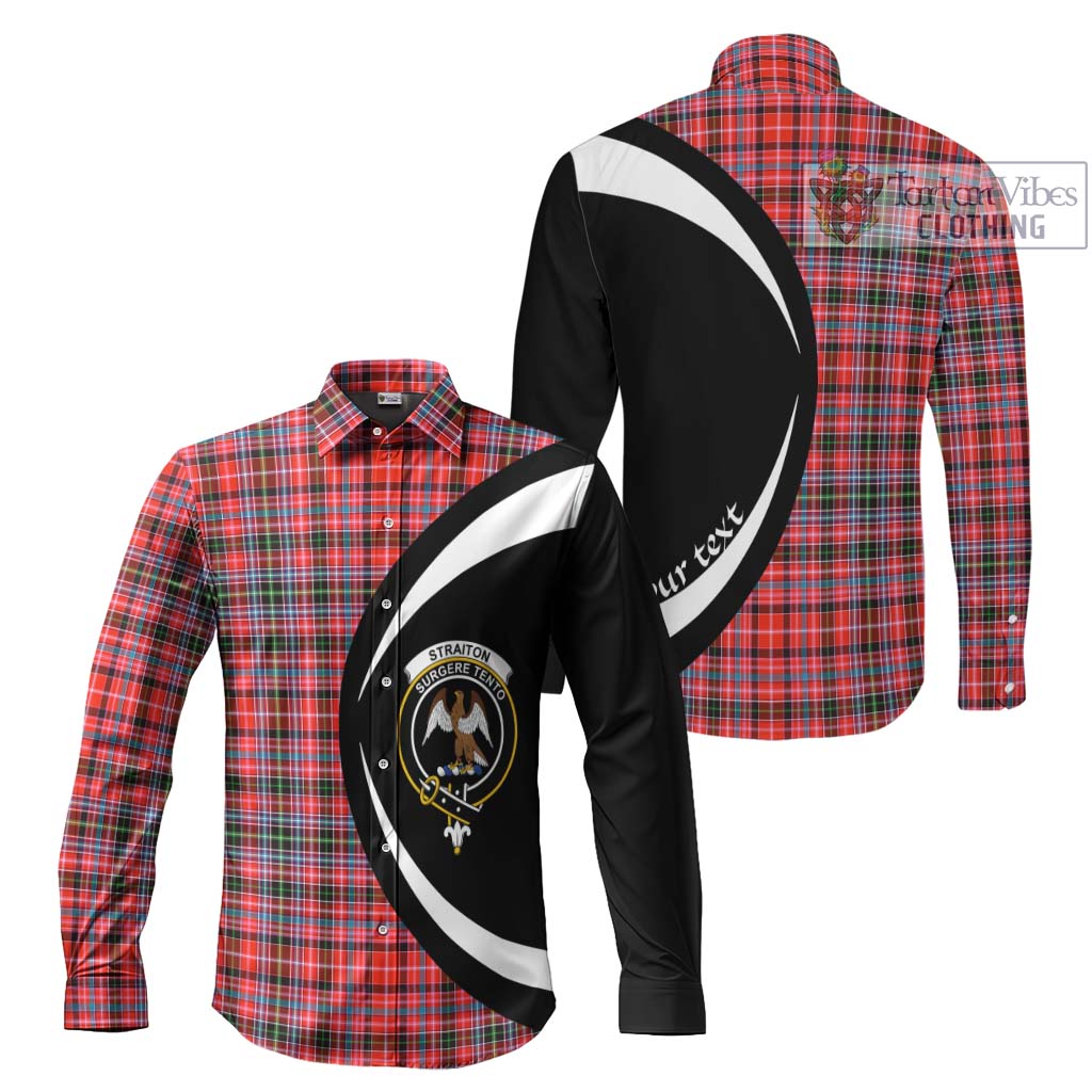 Straiton Tartan Long Sleeve Button Up with Family Crest Circle Style Men's Shirt S - Tartan Vibes Clothing